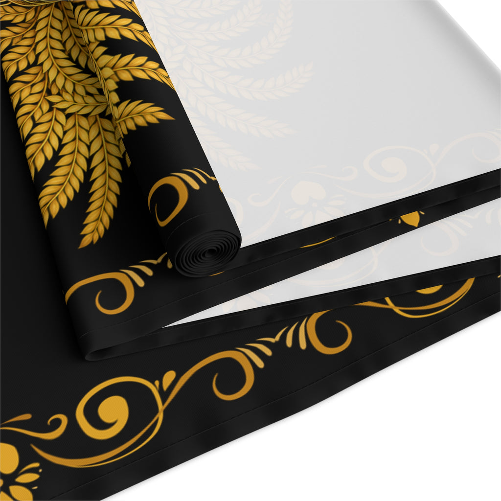 Punkalasa Table Runner Sri Lankan Gold Blessing Black Baroque Dining Table Linen
