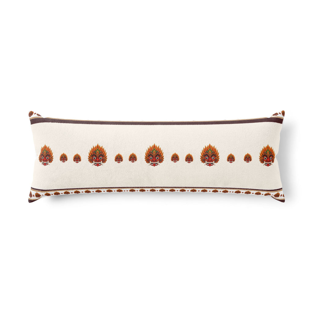 Raksha Mask Lumbar Pillow Cover Sri Lankan Devil Dance Long Decorative Cushion