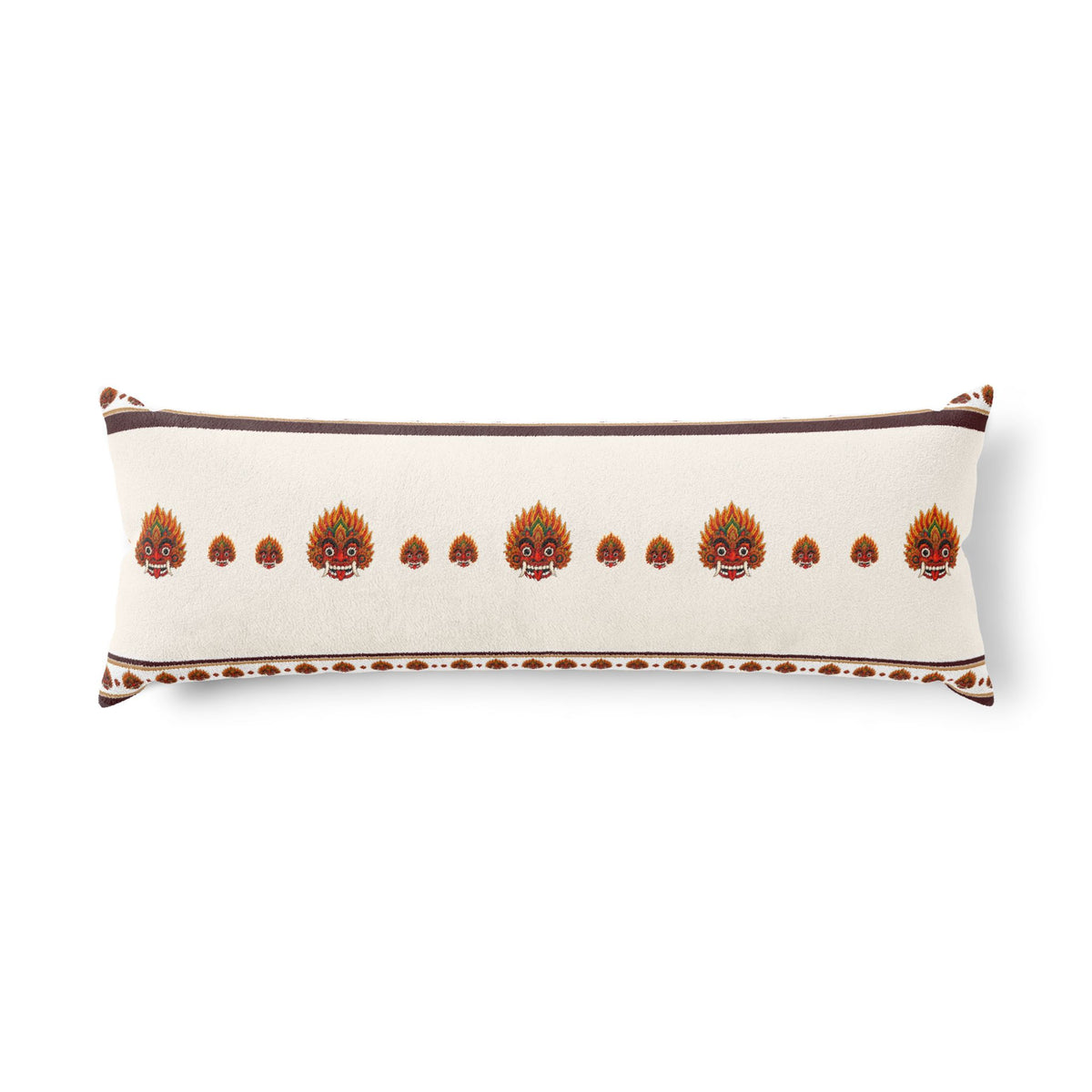 Raksha Mask Lumbar Pillow Cover Sri Lankan Devil Dance Long Decorative Cushion