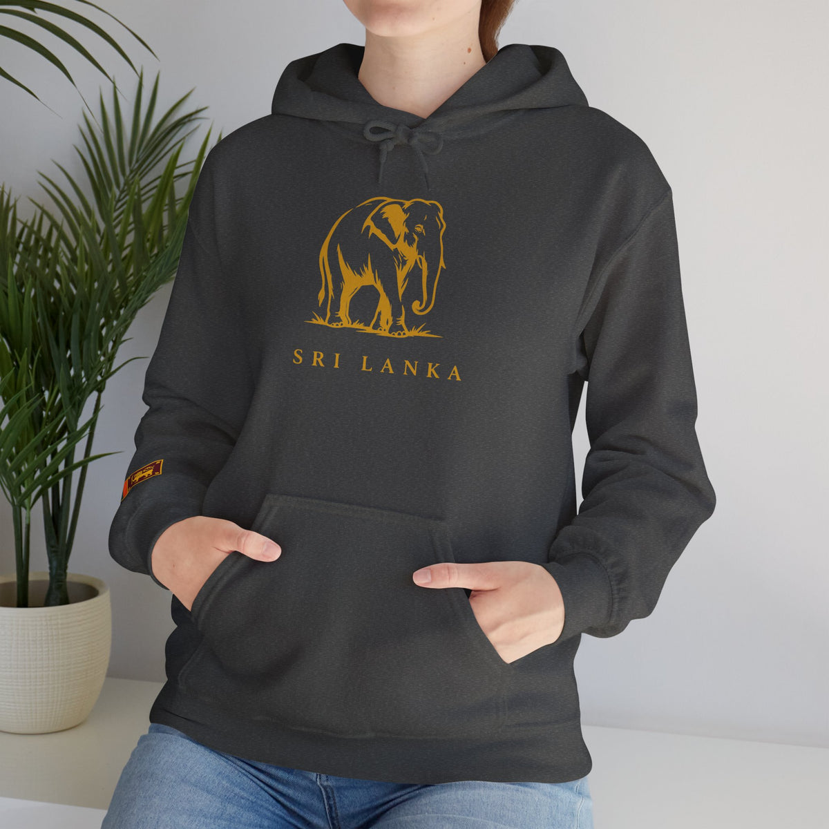 Sri Lanka Elephant Unisex Hoodie Gold Heritage Design