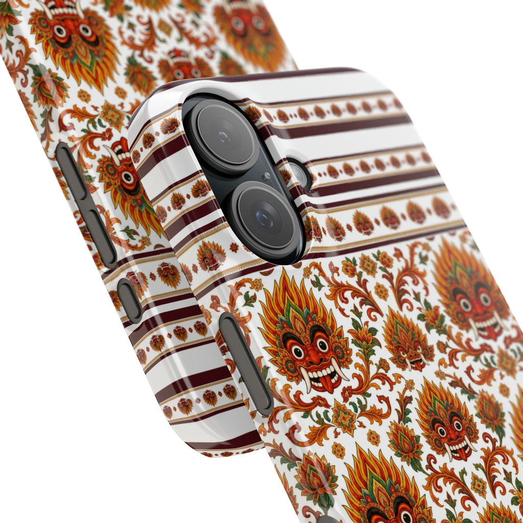 Sri Lankan Gift Slim Phone Case Raksha Floral Folk Mask Pattern