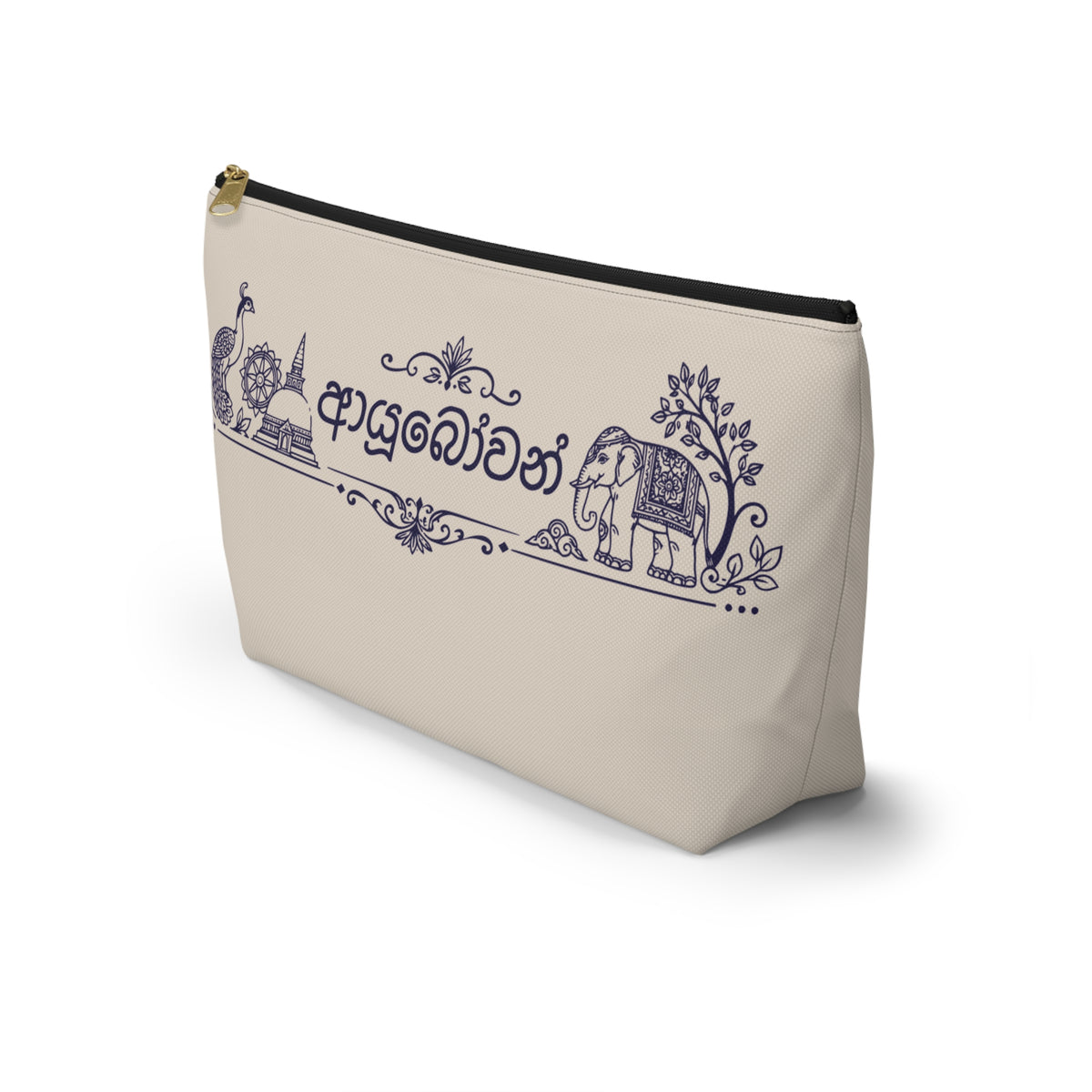 Ayubowan Sri Lankan Heritage Accessory Pouch Peacock & Elephant Cosmetic Bag