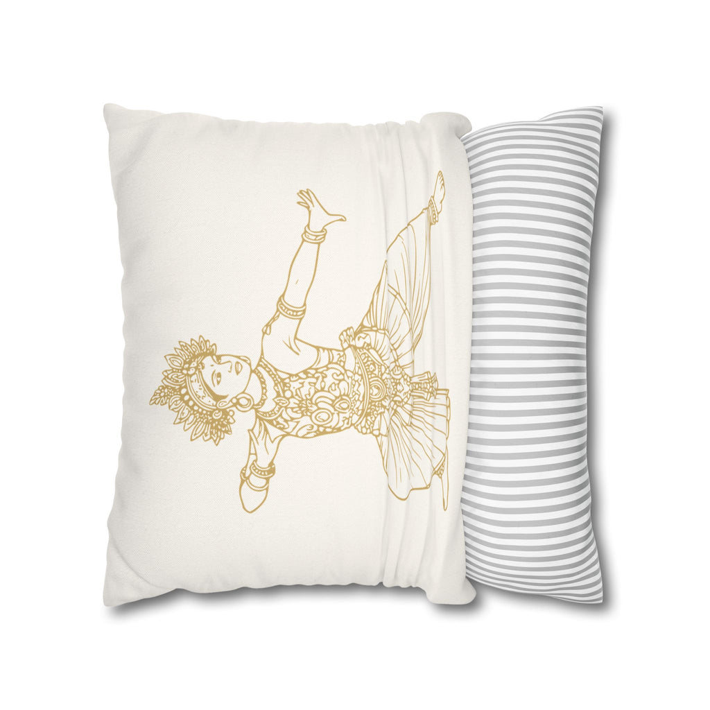 Sri Lankan Dancer Cushion Cover Gold Line Art Pillowcase