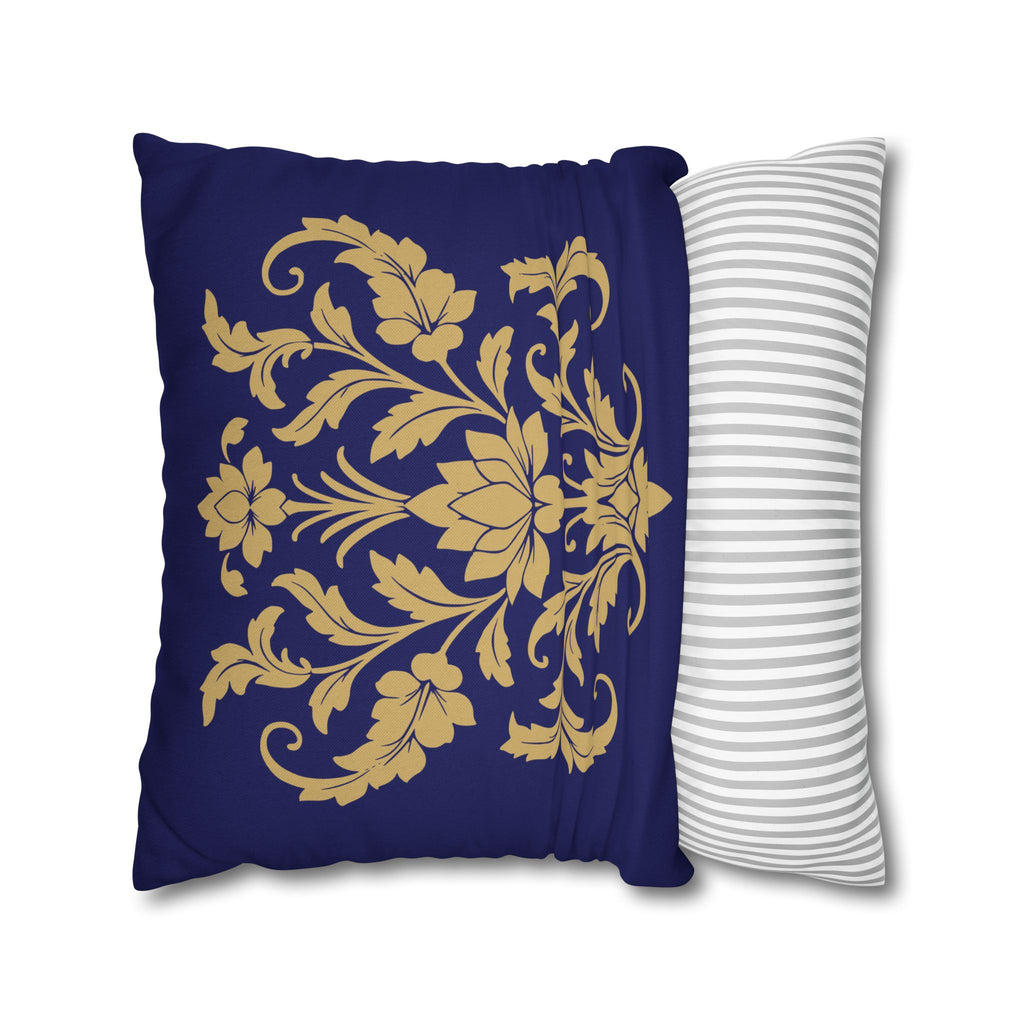 Kandyan Heritage Cushion Cover – Navy & Gold Floral Pillowcase