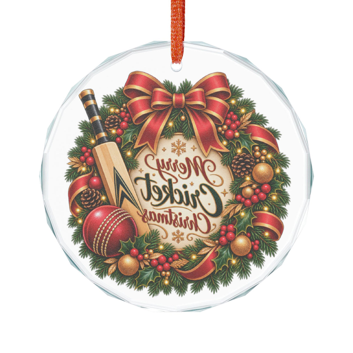 Merry Cricket Christmas Glass Ornament | Cricket Fan Gift