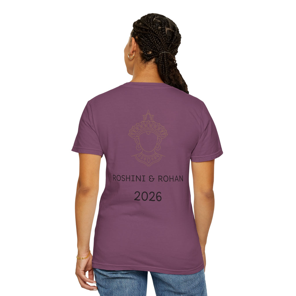 Sri Lanka Destination Wedding T-Shirt — "First Wedding Sri Lanka" Couple Tee (Roshini & Rohan 2026)