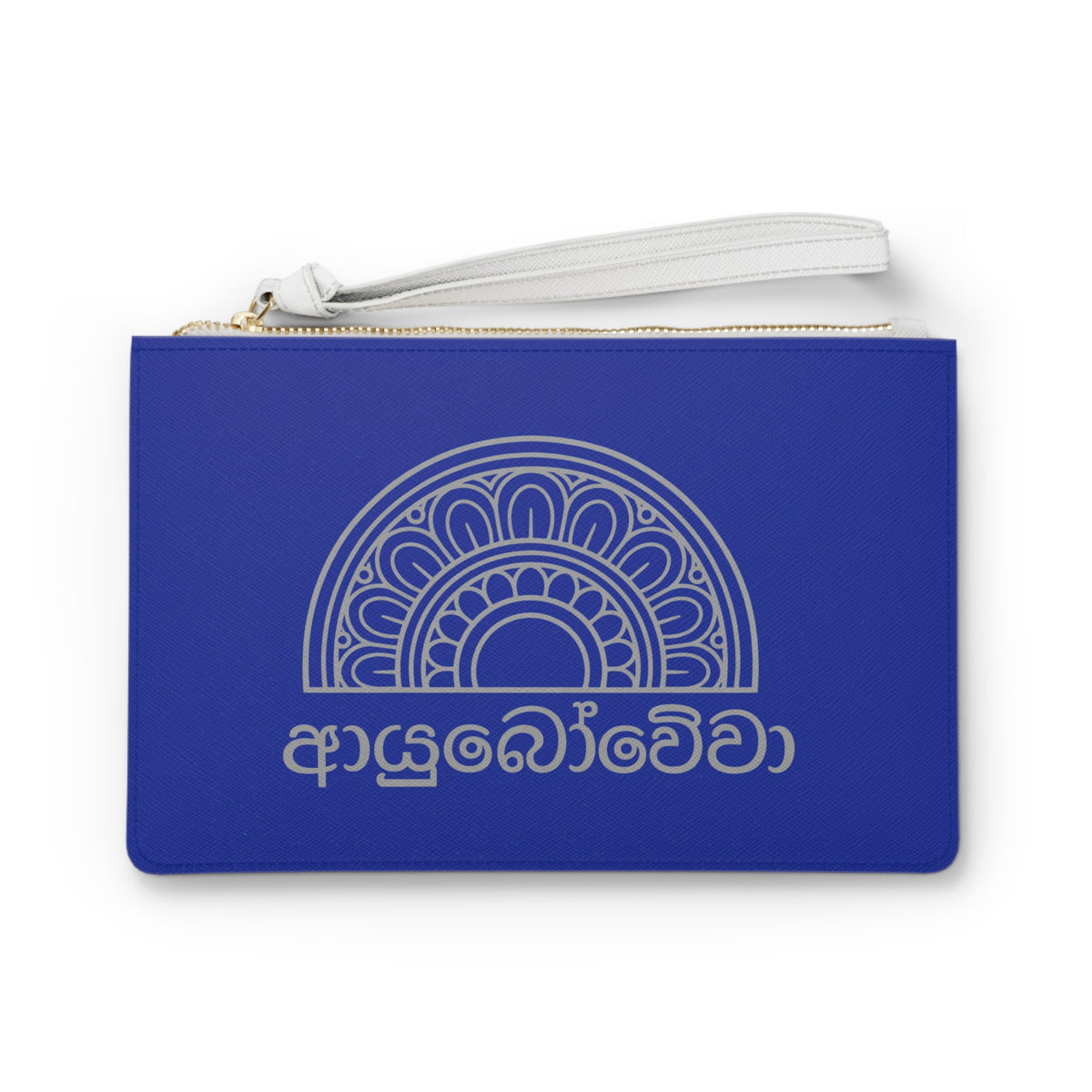 Sri Lankan Sinhala Script Clutch Bag | Cobalt Blue Wristlet
