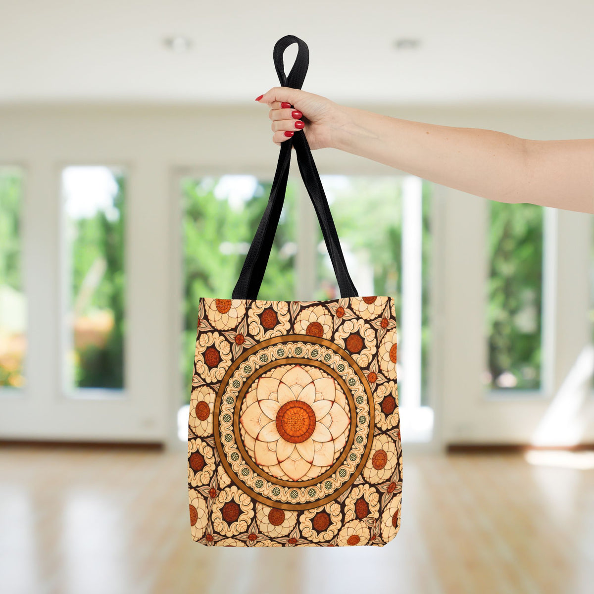 Sri Lankan Floral Mandala Tote Bag Cream & Terracotta