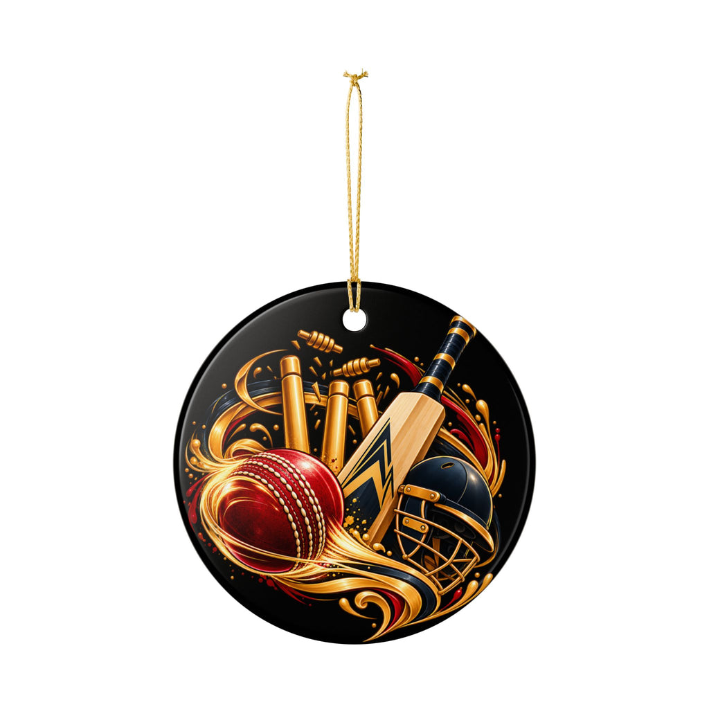 Cricket Heart Ornament  Ceramic Sports Decoration with Bat, Ball & Helmet
