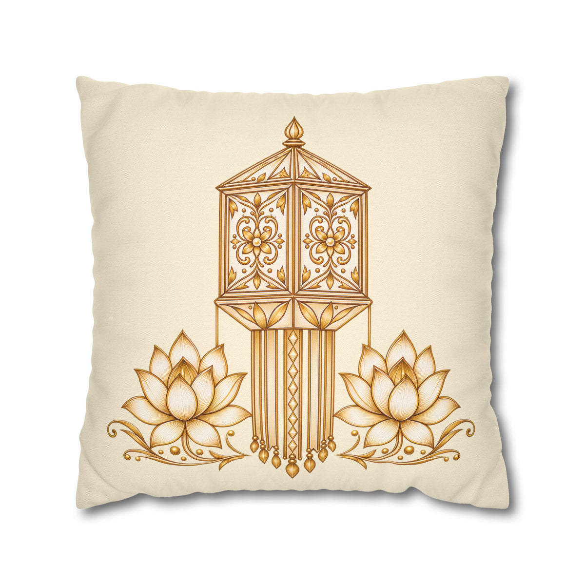 Lotus & Lantern Cushion Cover – Sri Lankan Gift Pillowcase