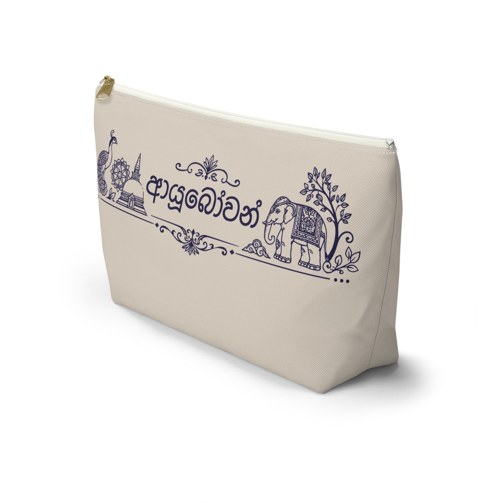 Ayubowan Sri Lankan Heritage Accessory Pouch Peacock & Elephant Cosmetic Bag