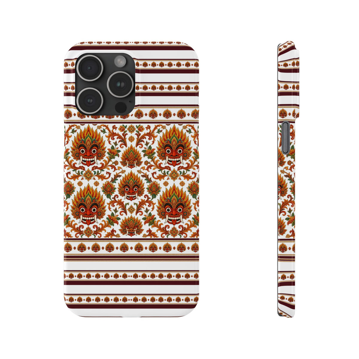 Sri Lankan Gift Slim Phone Case Raksha Floral Folk Mask Pattern