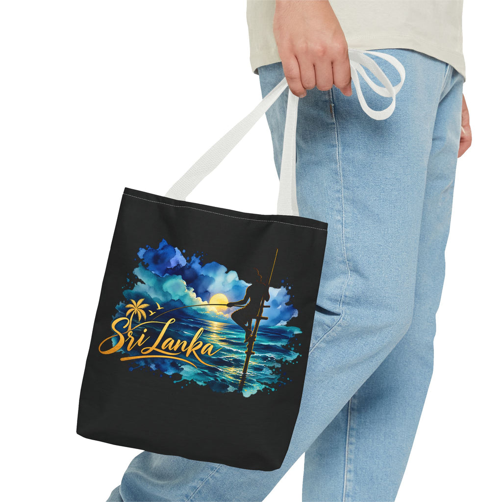 Sri Lanka Stilt Fisherman Tote Bag Island Dusk Beach Bag