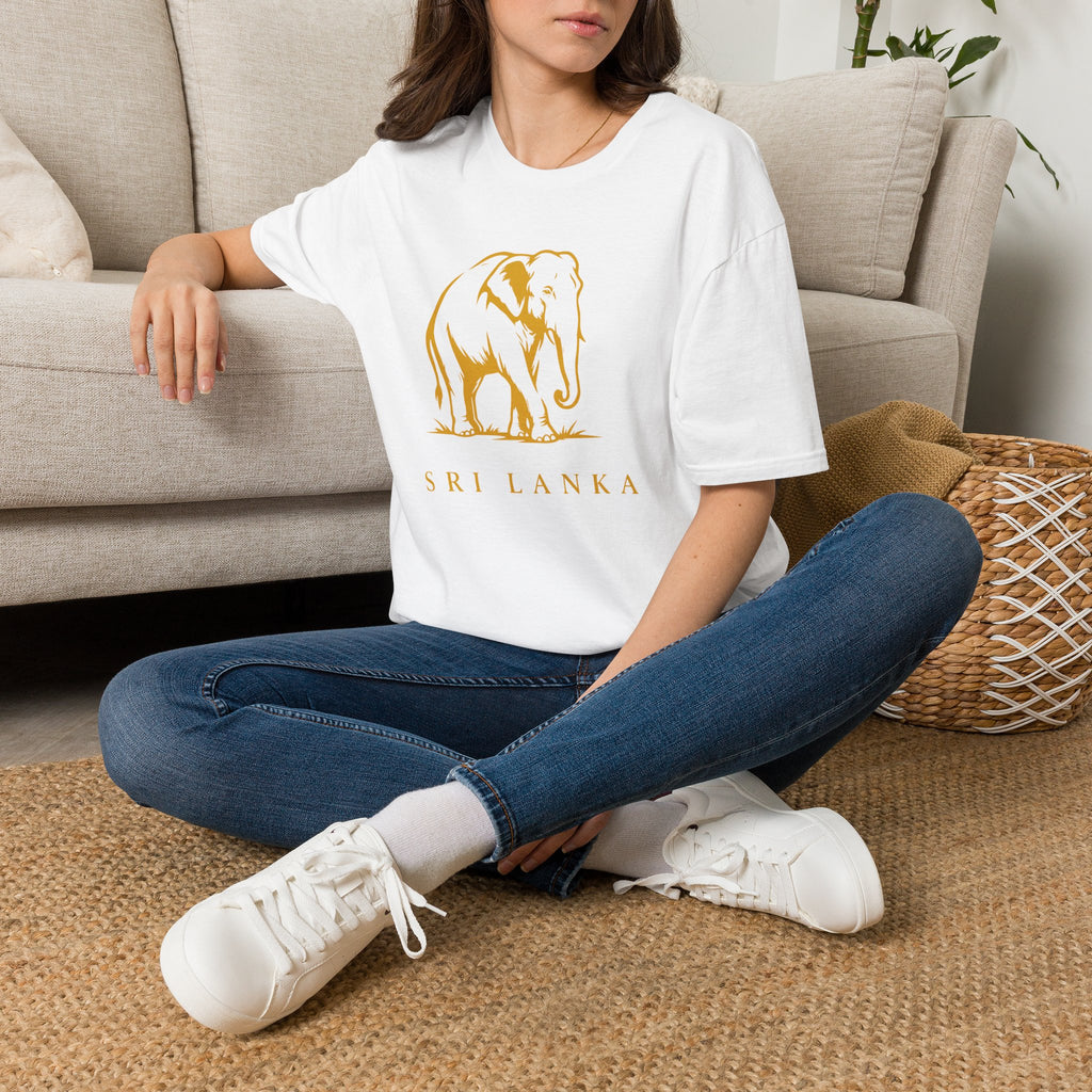 Sri Lanka Elephant Unisex T-Shirt Minimal Ochre Graphic Tee