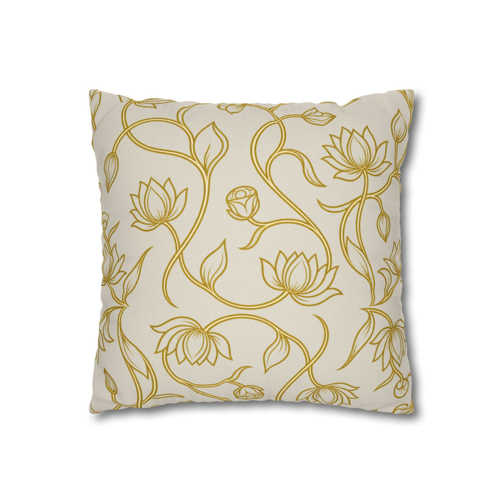 Ceylon Lotus Cushion Cover Sri Lankan Temple Flower Gold Botanical Pillow Case