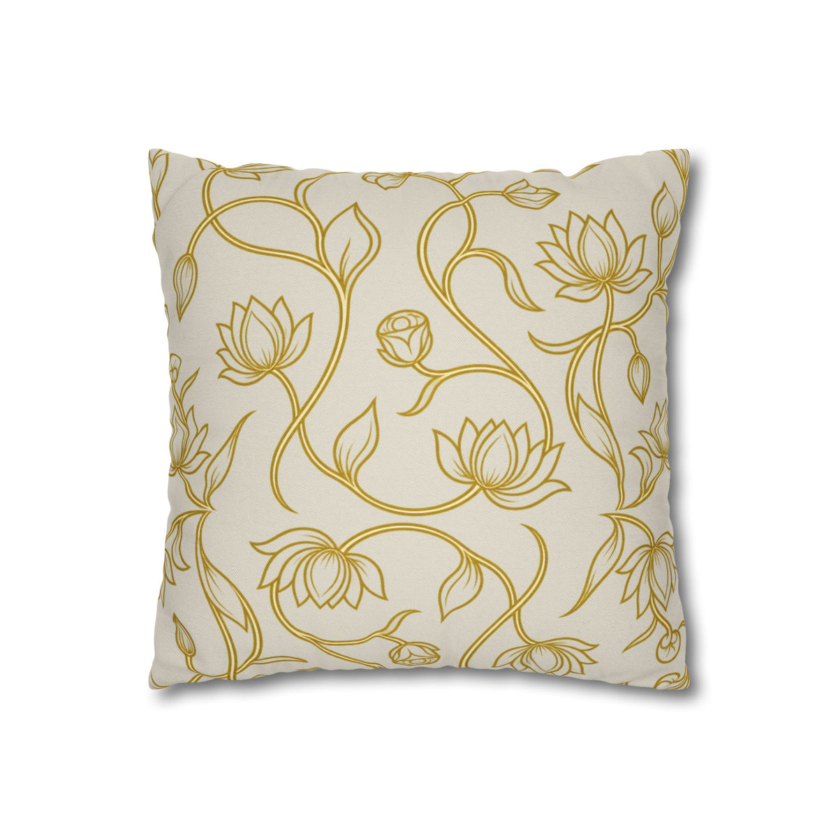 Ceylon Lotus Cushion Cover Sri Lankan Temple Flower Gold Botanical Pillow Case