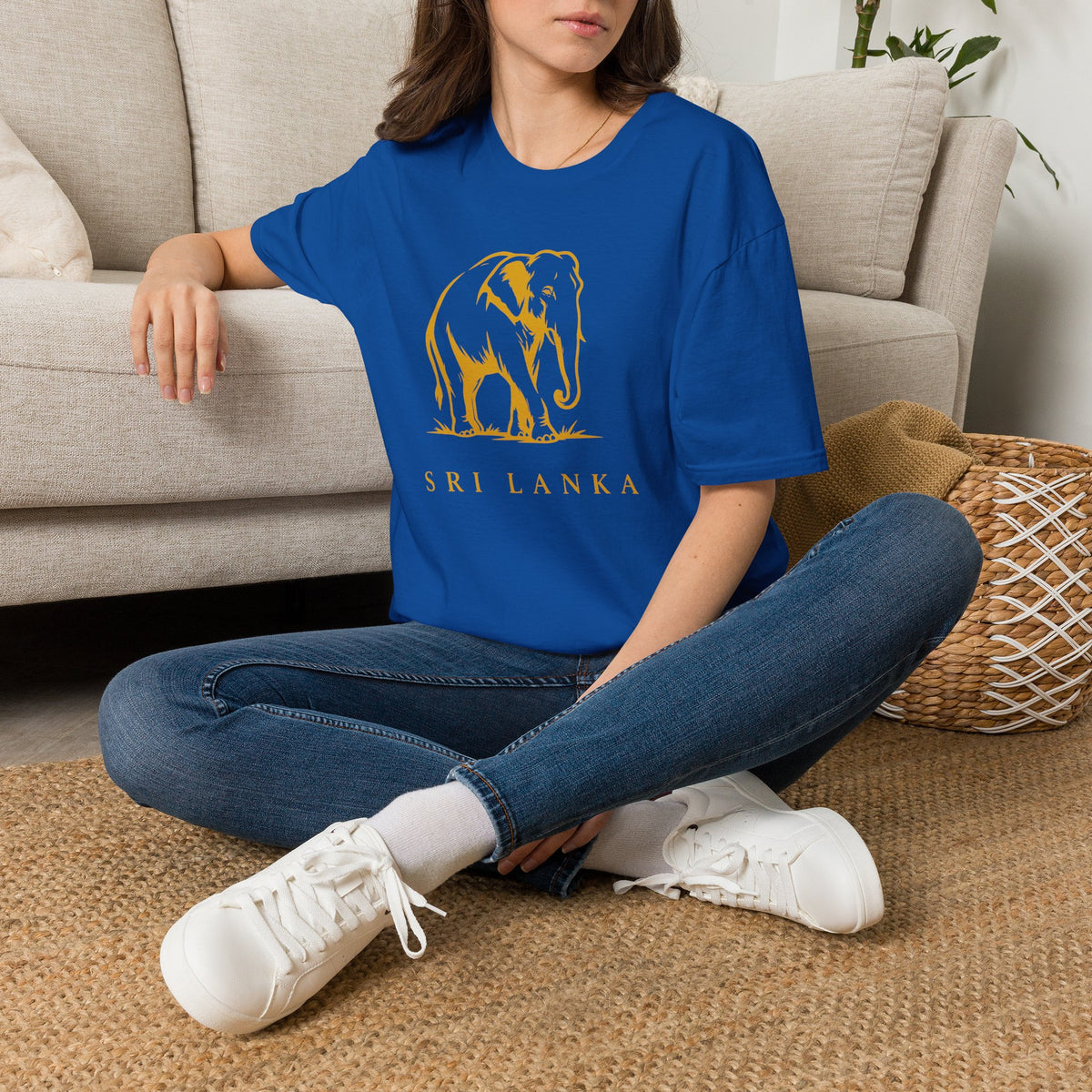 Sri Lanka Elephant Unisex T-Shirt Minimal Ochre Graphic Tee