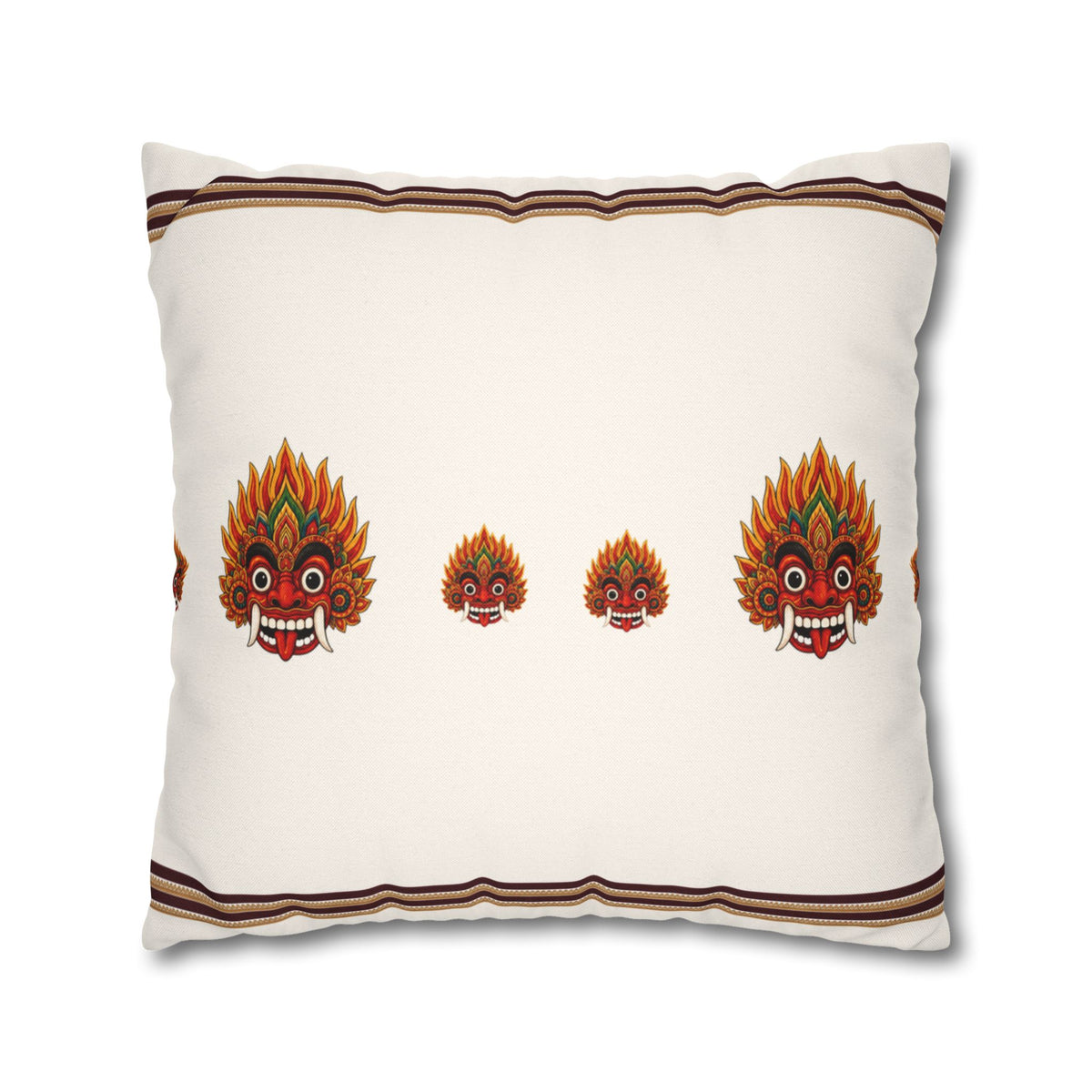 Raksha Mask Cushion Cover Sri Lankan Devil Dance Decorative Throw Pillow