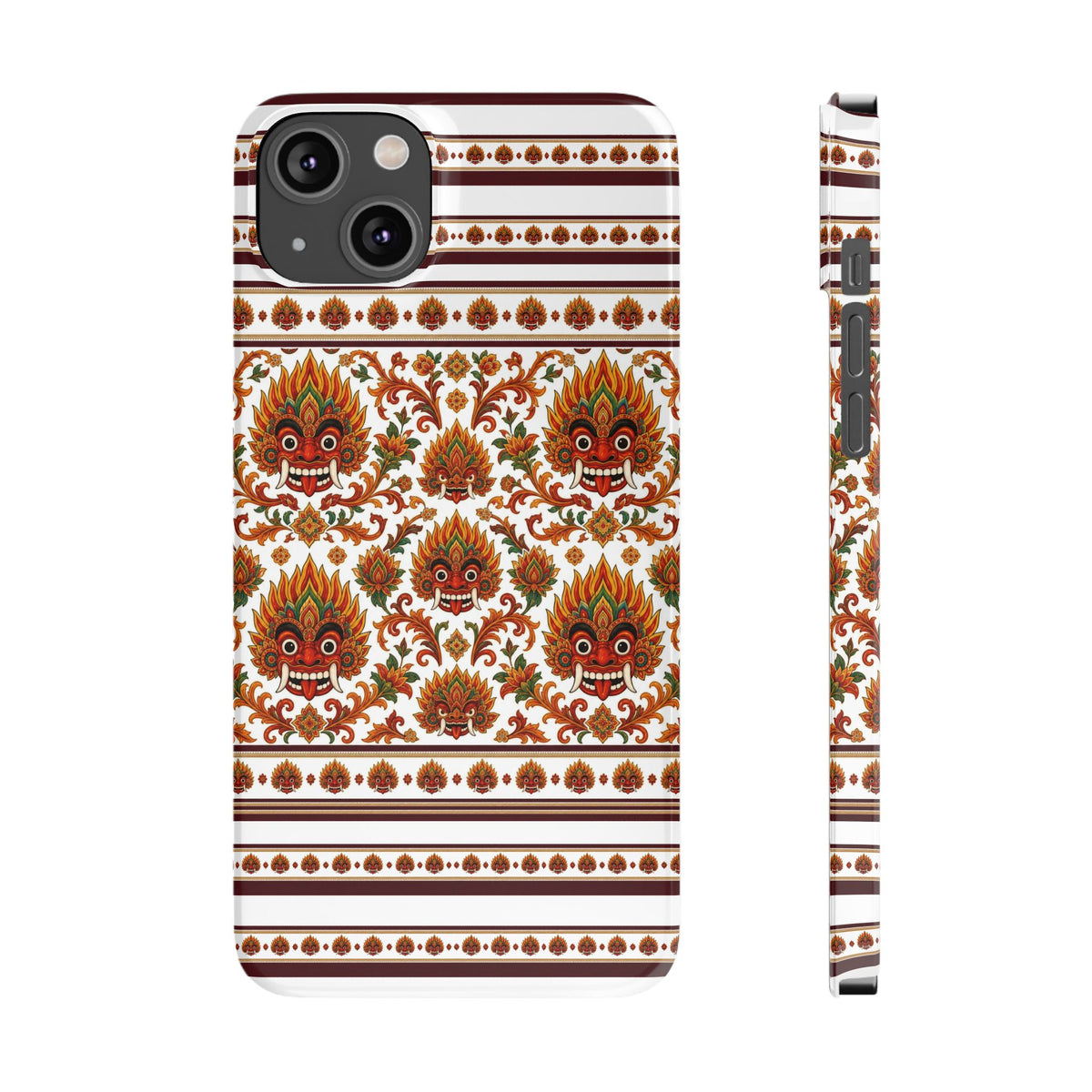 Sri Lankan Gift Slim Phone Case Raksha Floral Folk Mask Pattern