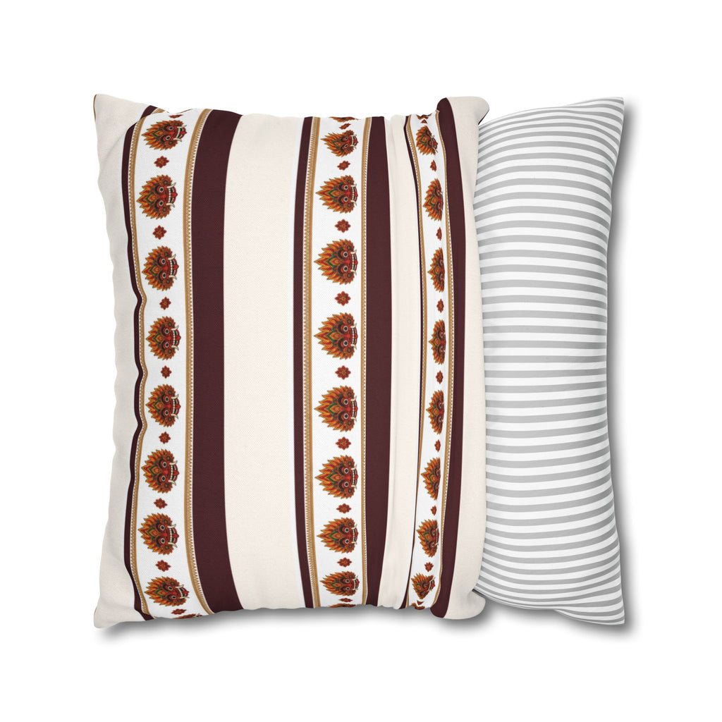 Raksha Stripe Cushion Cover Sri Lankan Devil Dance Repeat Pattern Throw Pillow