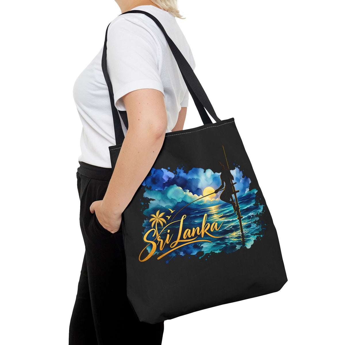 Sri Lanka Stilt Fisherman Tote Bag Island Dusk Beach Bag