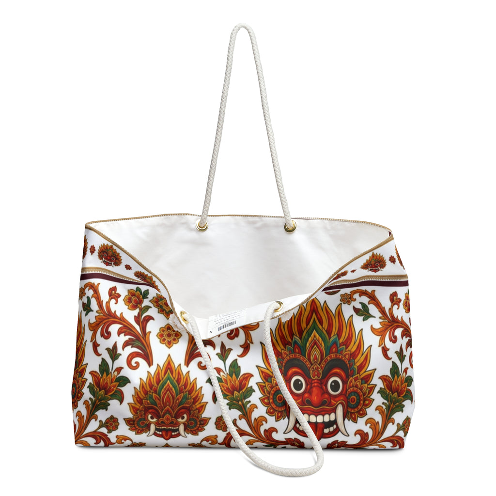 Sri Lanka Raksha Mask Weekender Bag Kolam Devil Dance Floral Print