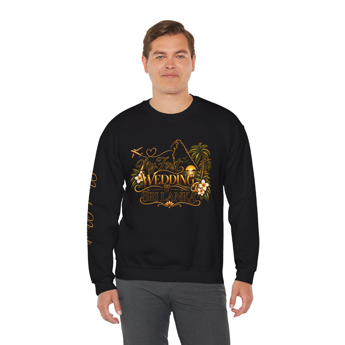 Personalized Sri Lanka Wedding Sweatshirt | Name on Right Sleeve