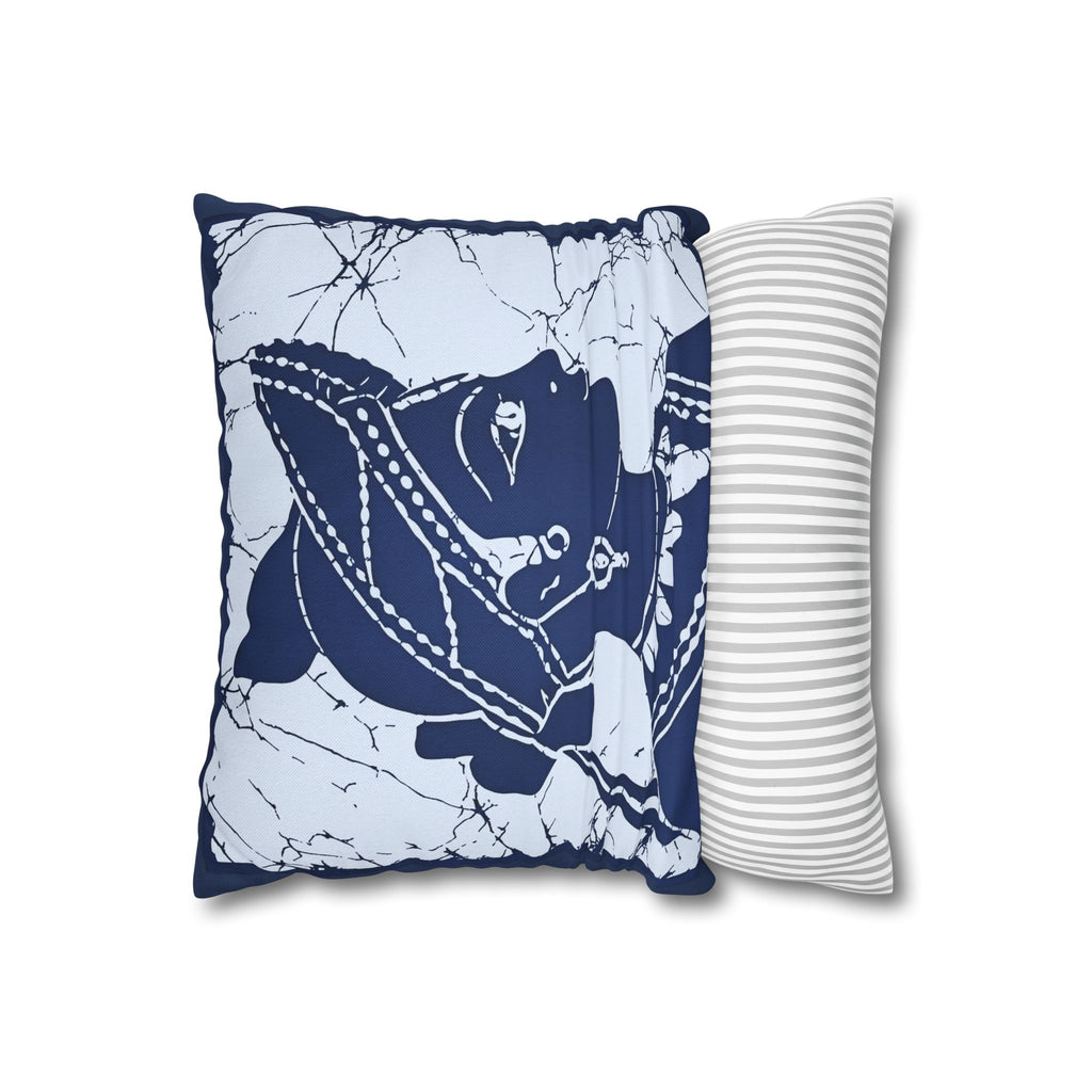Sigiriya Apsara Batik Cushion Cover Navy Blue Sri Lankan Heritage Throw Pillow