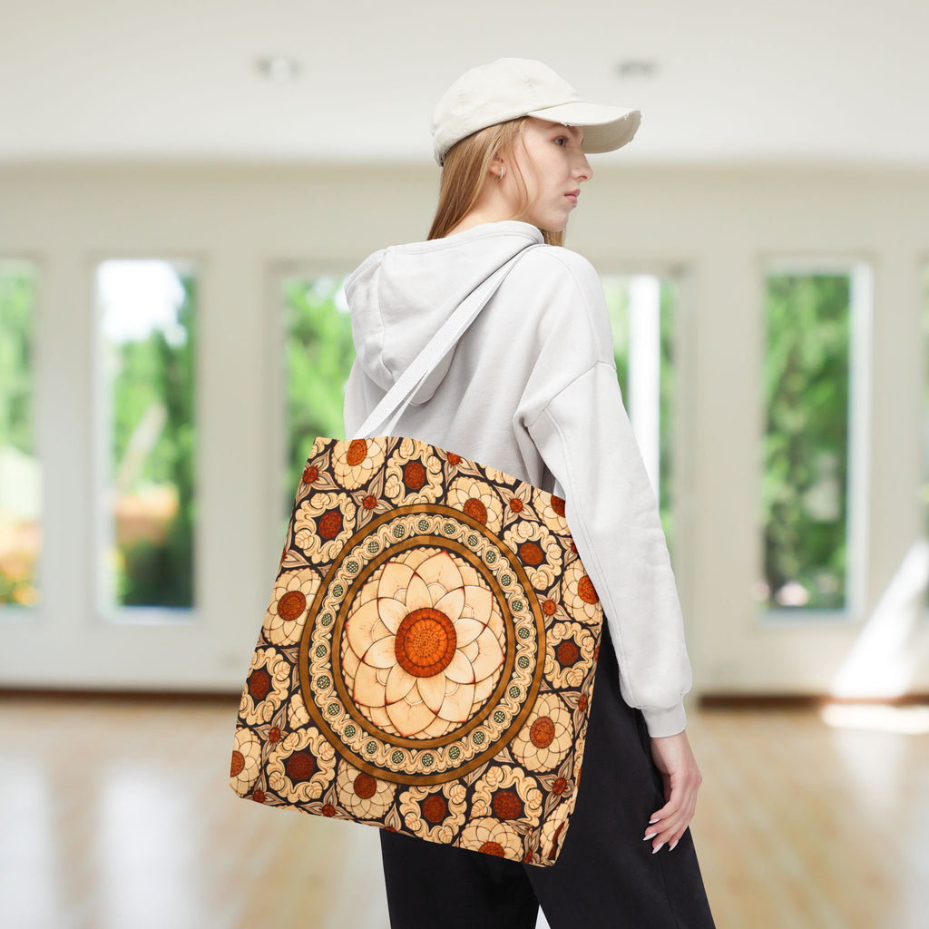 Sri Lankan Floral Mandala Tote Bag Cream & Terracotta