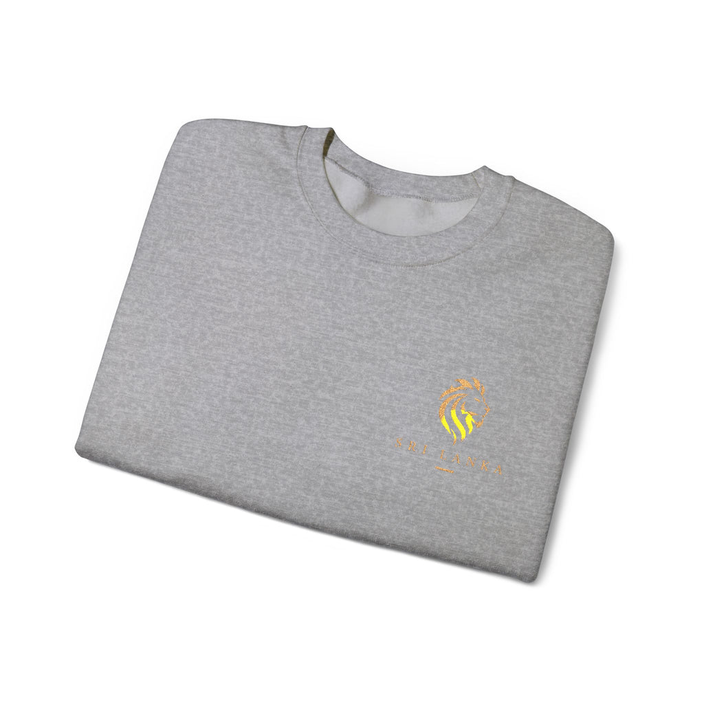 Embroideredlion face srilanka flag Minimal Palm Crest Sweatshirt — Small Tropical Logo Crewneck