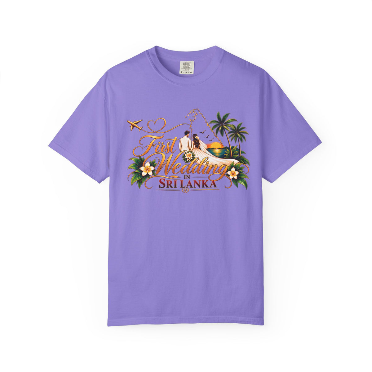 Sri Lanka Destination Wedding T-Shirt — "First Wedding Sri Lanka" Couple Tee (Roshini & Rohan 2026)