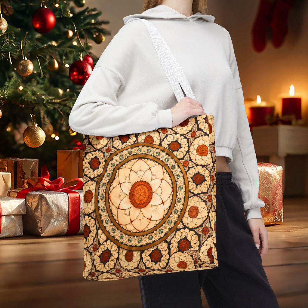 Sri Lankan Floral Mandala Tote Bag Cream & Terracotta