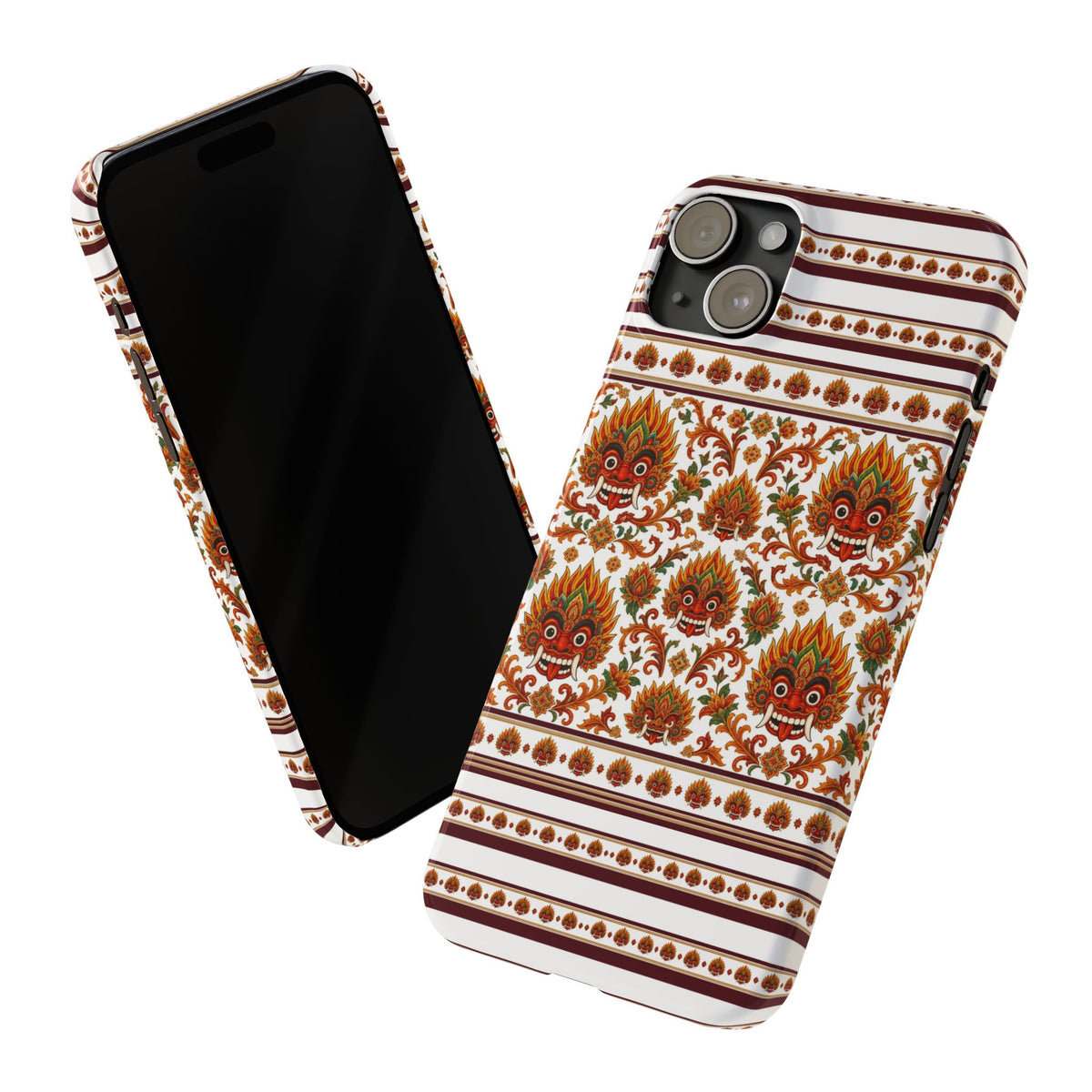 Sri Lankan Gift Slim Phone Case Raksha Floral Folk Mask Pattern