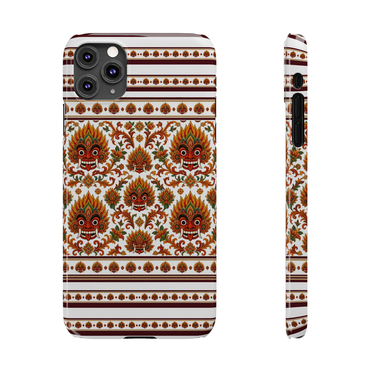 Sri Lankan Gift Slim Phone Case Raksha Floral Folk Mask Pattern