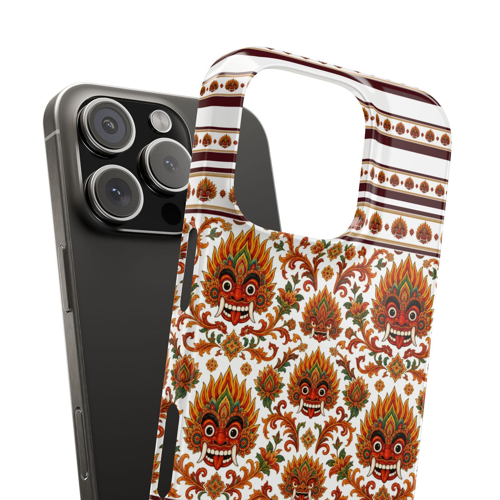 Sri Lankan Gift Slim Phone Case Raksha Floral Folk Mask Pattern