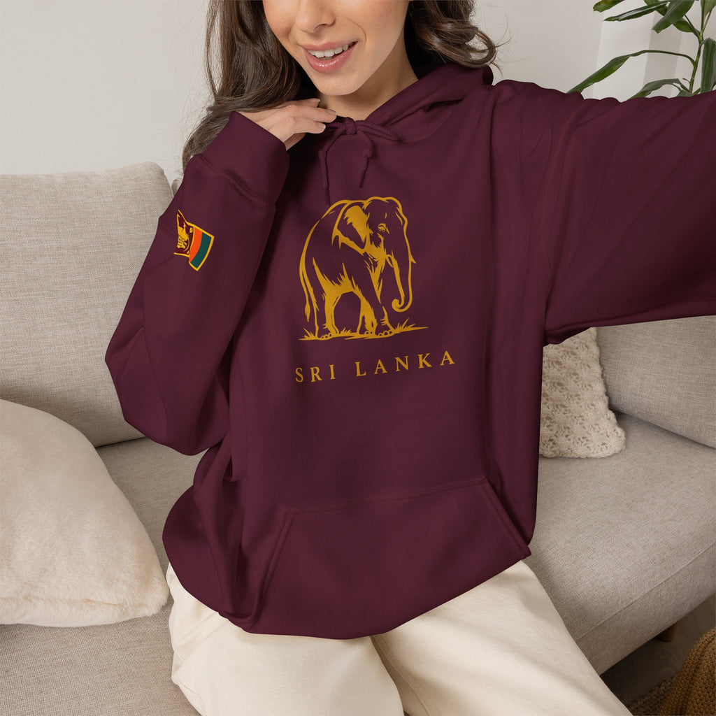 Sri Lanka Elephant Unisex Hoodie Gold Heritage Design