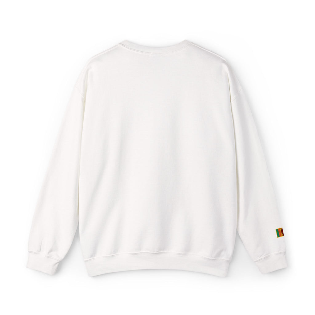 Embroideredlion face srilanka flag Minimal Palm Crest Sweatshirt — Small Tropical Logo Crewneck