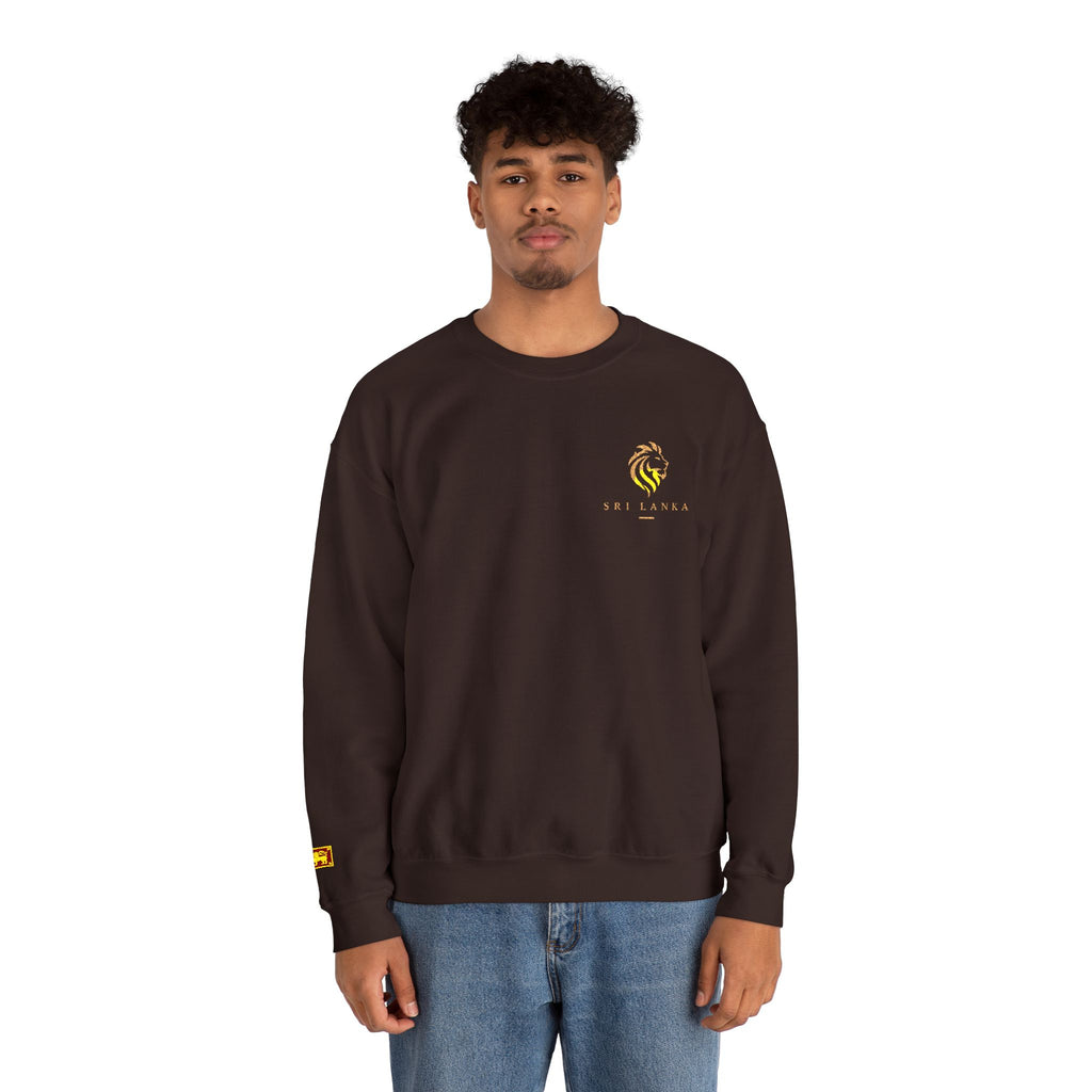 Embroideredlion face srilanka flag Minimal Palm Crest Sweatshirt — Small Tropical Logo Crewneck