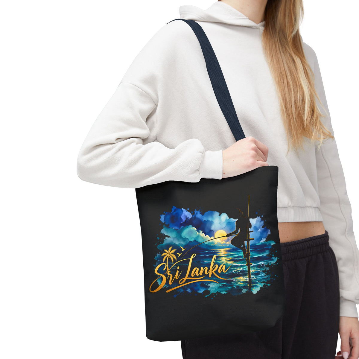 Sri Lanka Stilt Fisherman Tote Bag Island Dusk Beach Bag