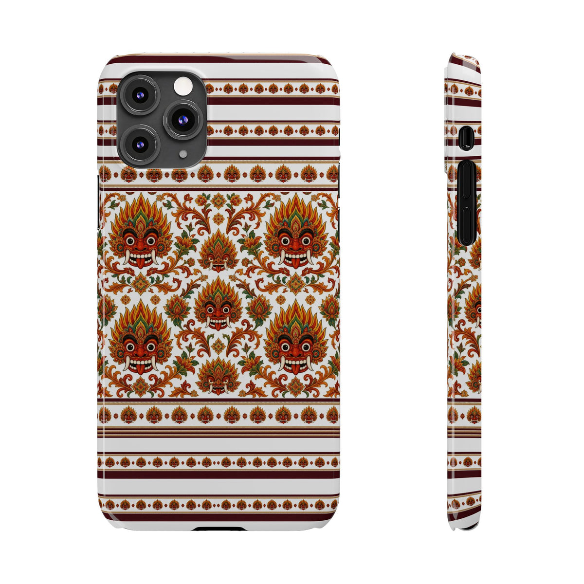 Sri Lankan Gift Slim Phone Case Raksha Floral Folk Mask Pattern