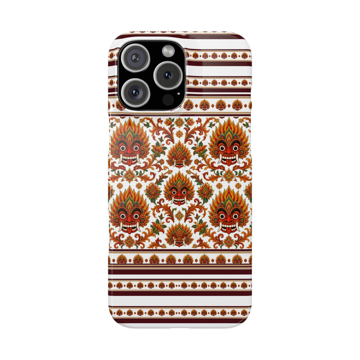 Sri Lankan Gift Slim Phone Case Raksha Floral Folk Mask Pattern