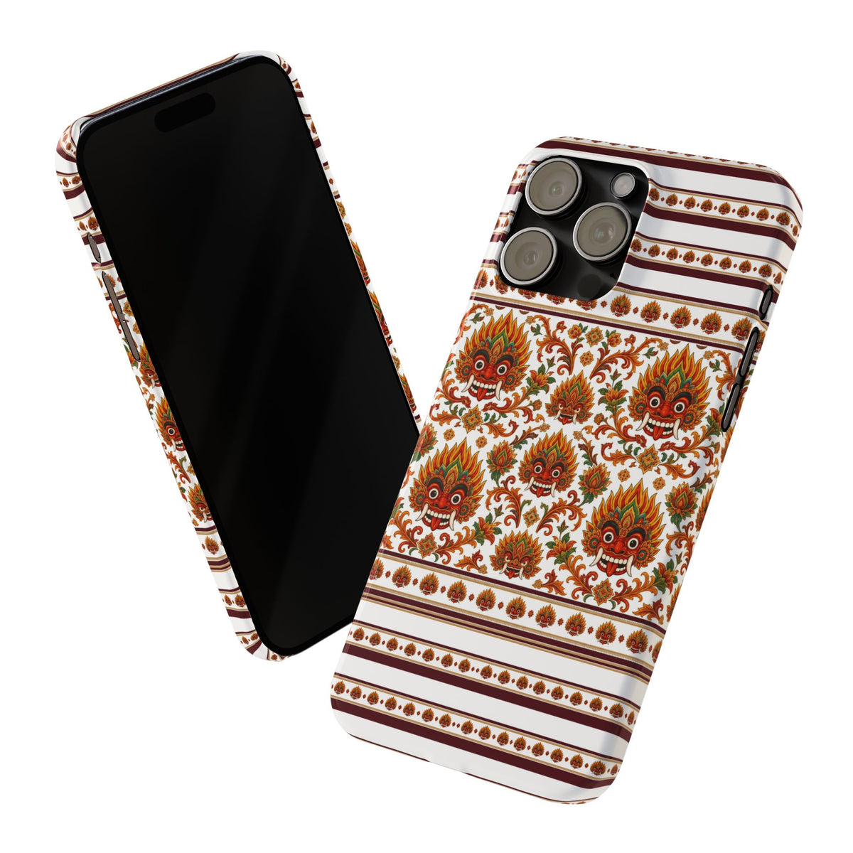 Sri Lankan Gift Slim Phone Case Raksha Floral Folk Mask Pattern