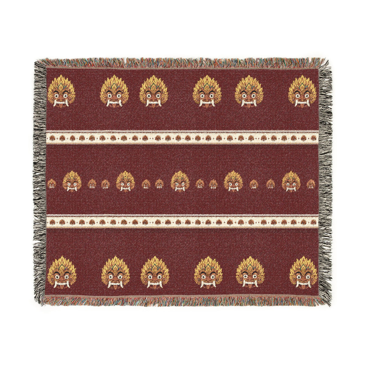 Sri Lankan Gift Woven Blanket Raksha Mask Design