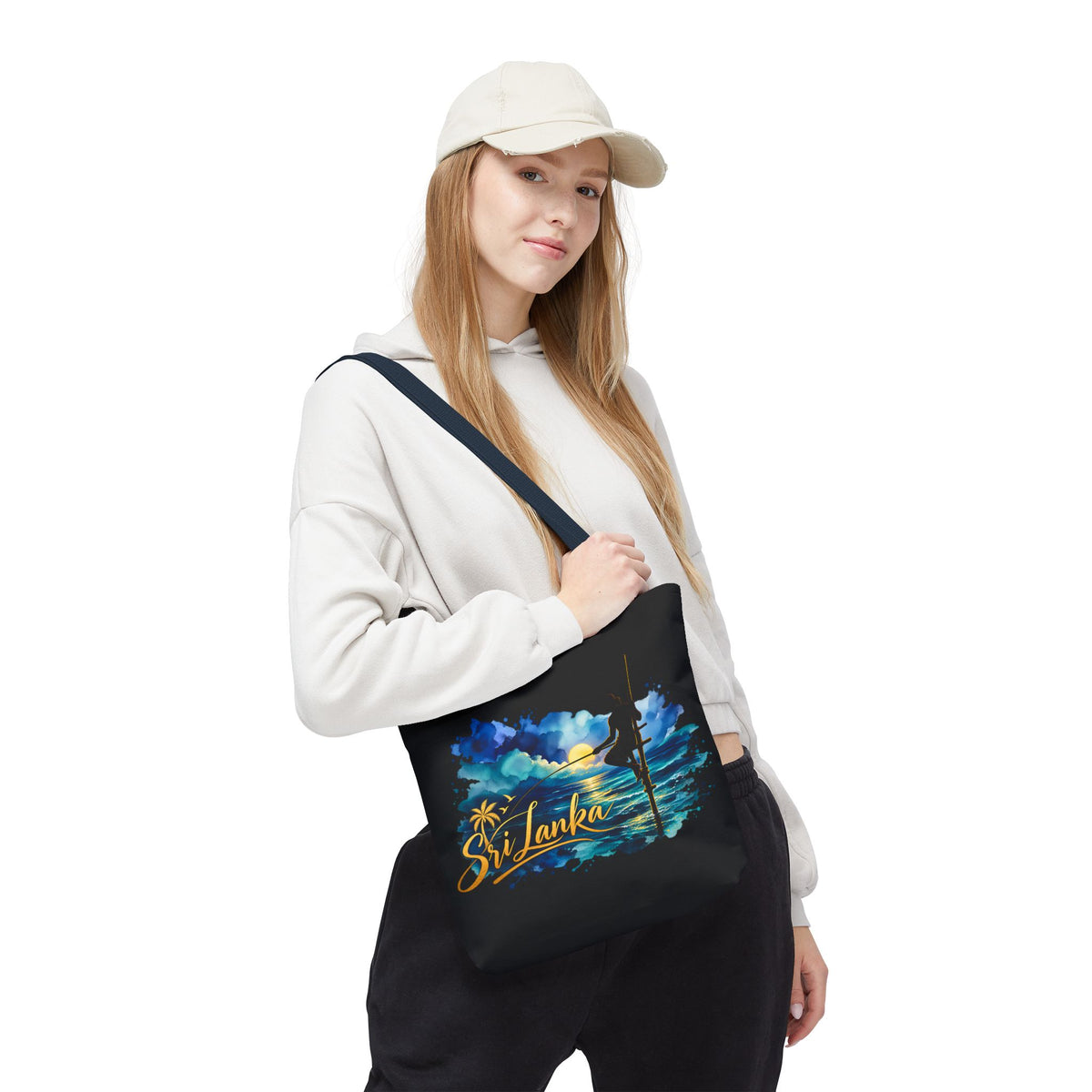 Sri Lanka Stilt Fisherman Tote Bag Island Dusk Beach Bag