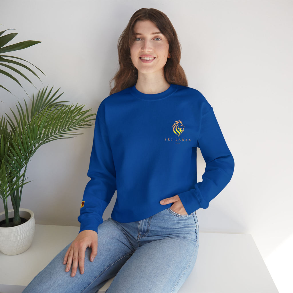Embroideredlion face srilanka flag Minimal Palm Crest Sweatshirt — Small Tropical Logo Crewneck