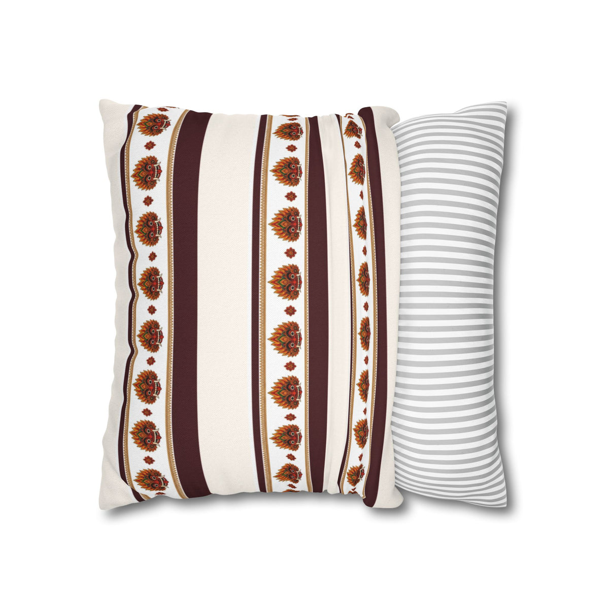 Raksha Stripe Cushion Cover Sri Lankan Devil Dance Repeat Pattern Throw Pillow