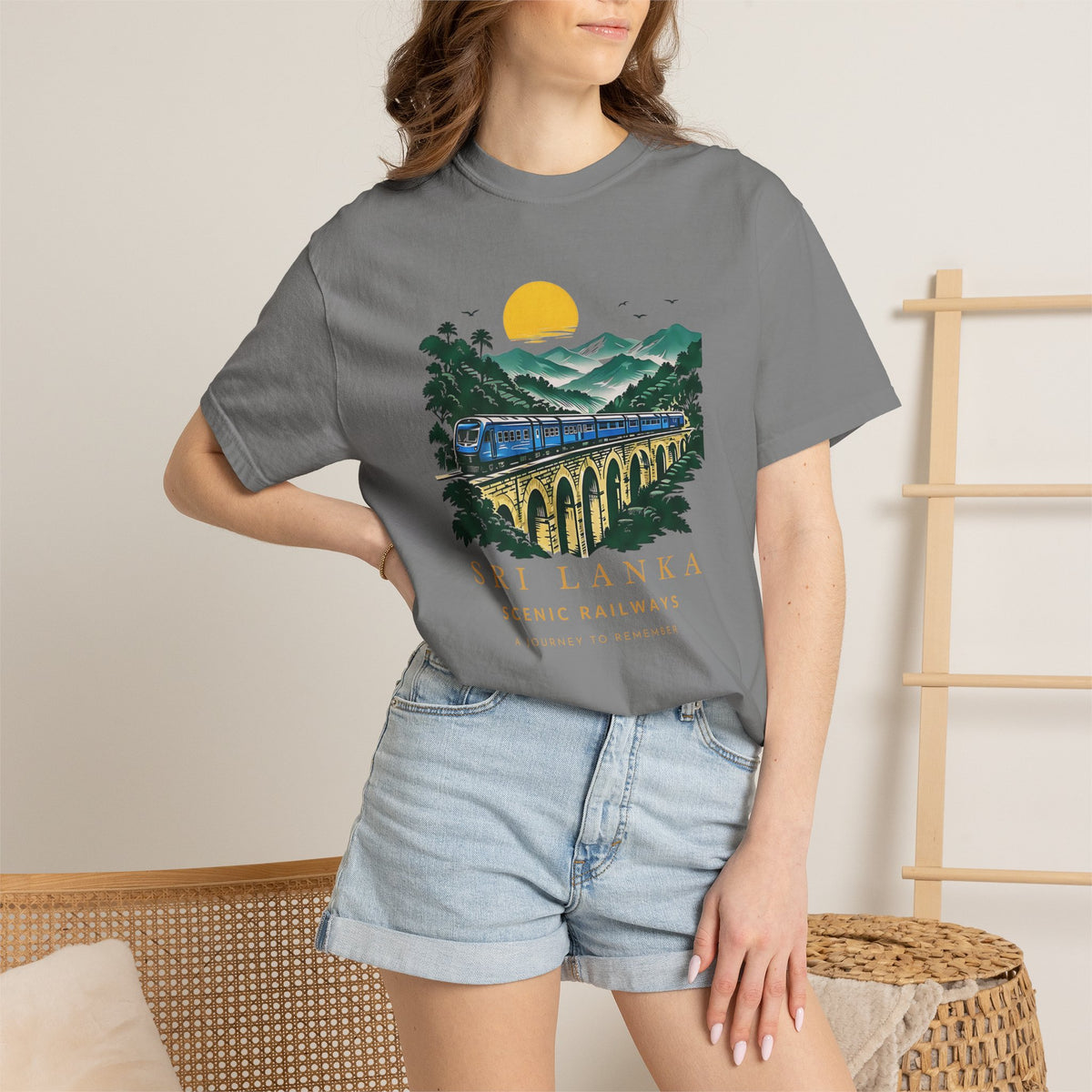 Sri Lanka Nine Arch Bridge Unisex T-Shirt Vintage Railway Tee