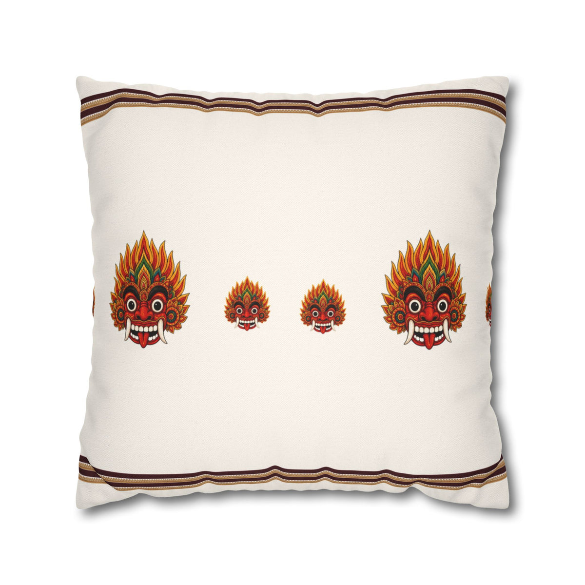 Raksha Mask Cushion Cover Sri Lankan Devil Dance Decorative Throw Pillow