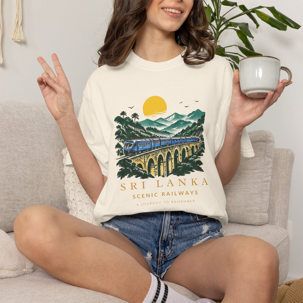 Sri Lanka Nine Arch Bridge Unisex T-Shirt Vintage Railway Tee