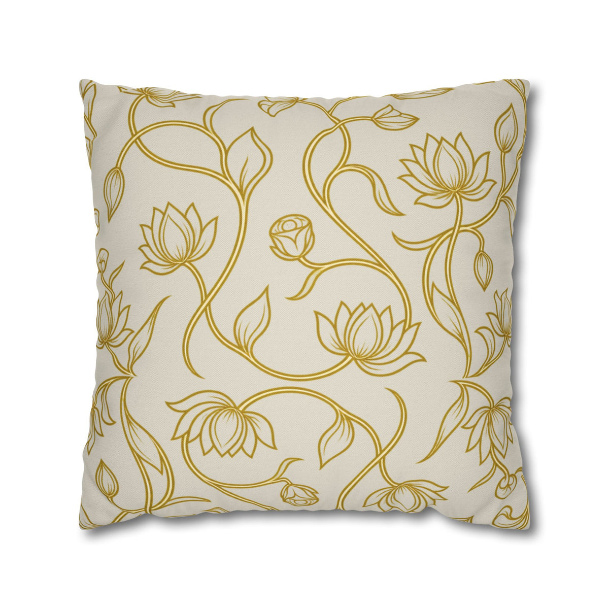 Ceylon Lotus Cushion Cover Sri Lankan Temple Flower Gold Botanical Pillow Case